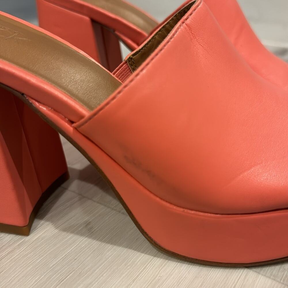 Nordstrom NWT block heel Slides Platform Sandals in Coral Bisque. - Picture 7 of 8